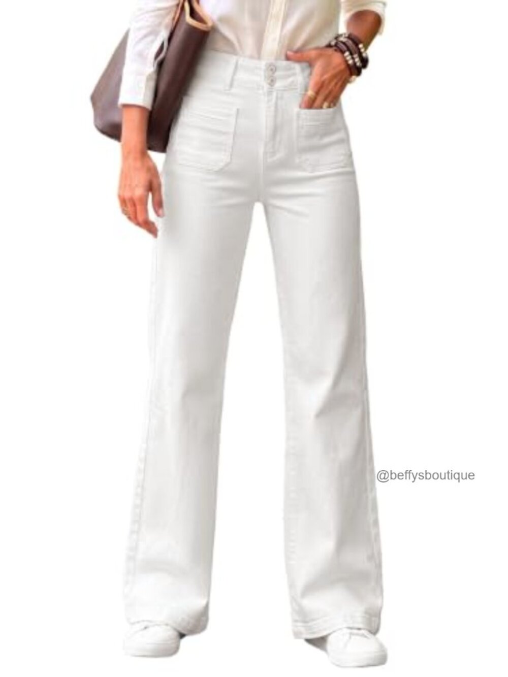 Wide Leg High Waisted Jeans Stretch Denim Pants
